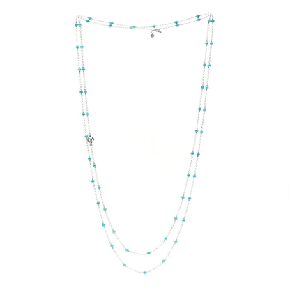 David Yurman Sterling SIlver Turquoise Long Bead Station Necklace 3 of 5