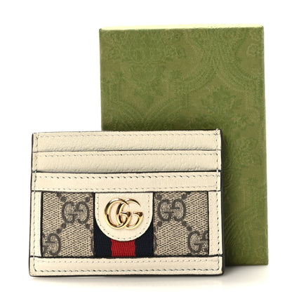 Gucci GG Supreme Monogram Textured Calfskin Web Ophidia Card Holder Beige Ebony Mystic White 7 of 7