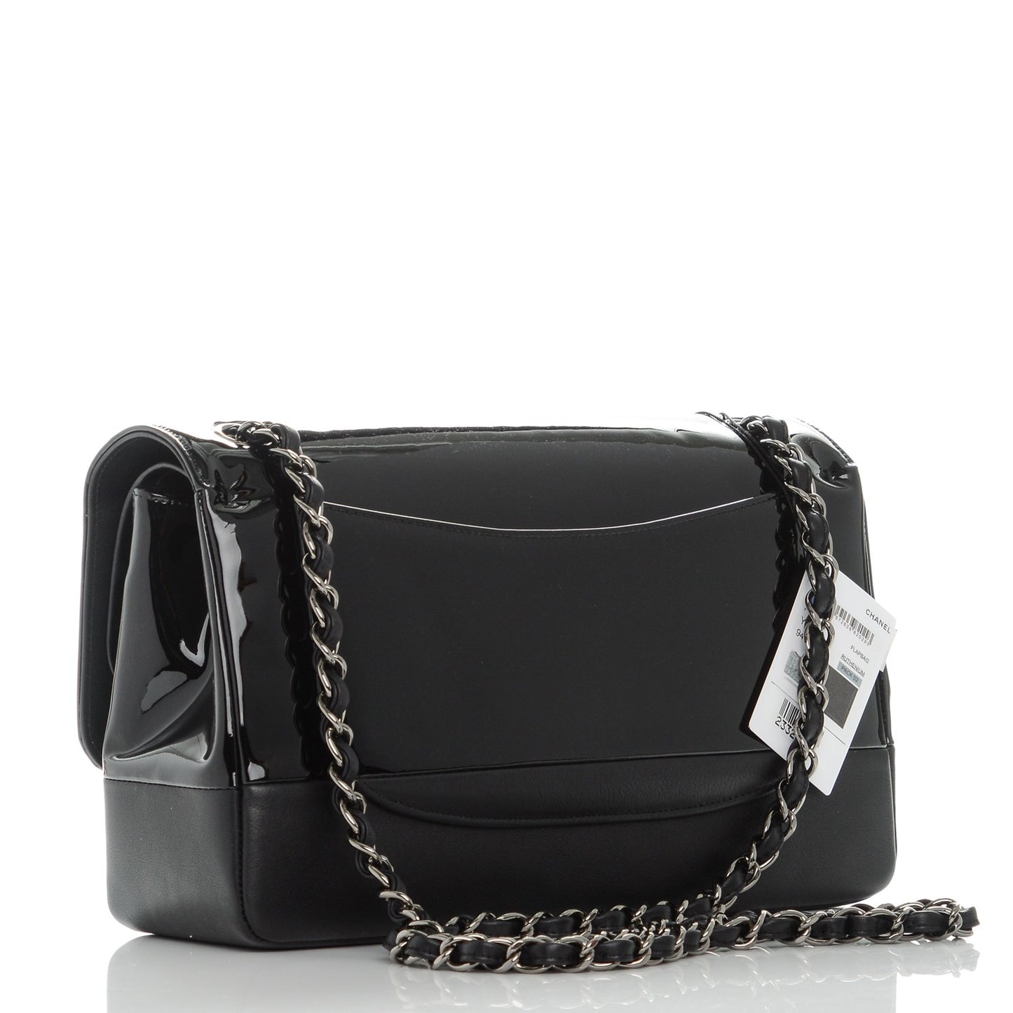 Patent Calfskin Jumbo Classic Pure Double Flap Black