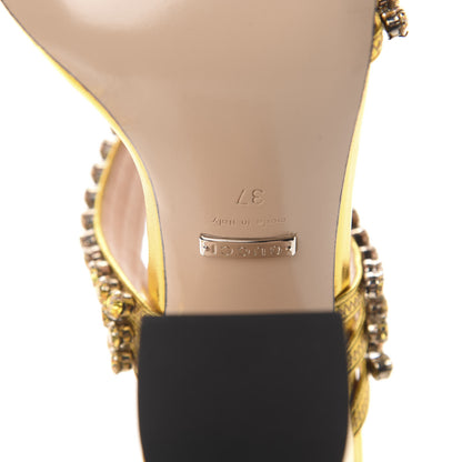Gucci Nappa Silk Crystal Bertie High Heel Sandals 37 Gold 7 of 9