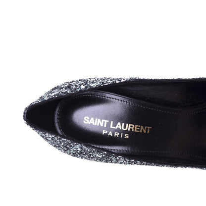 Saint Laurent Calfskin Glitter Era Pump 37.5 Black 7 of 10