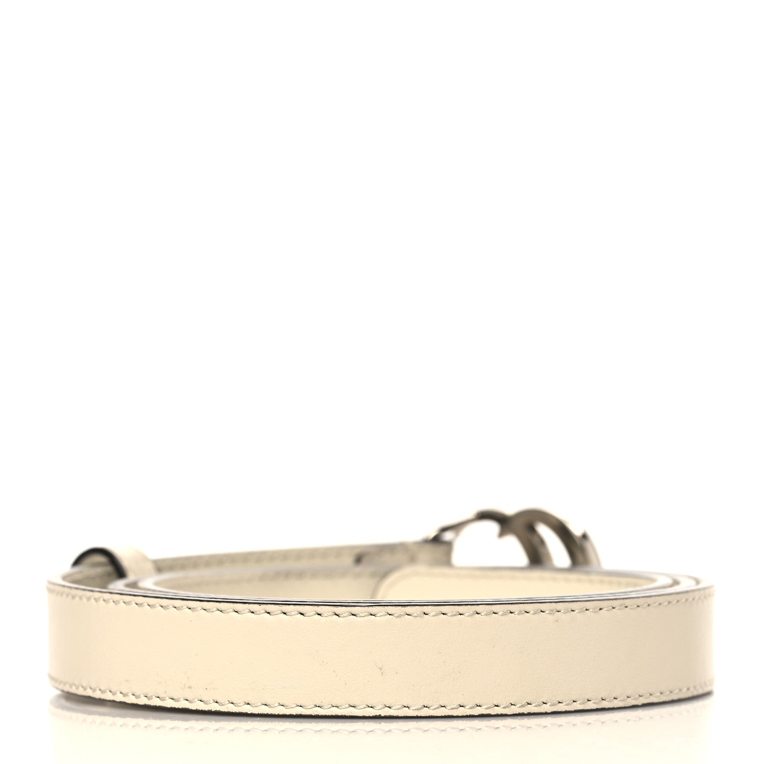 Gucci Plutone Calfskin Palladium Double G 20mm Belt 95 38 Mystic White 2 of 8