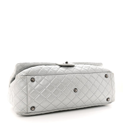 Chanel Metallic Calfskin Quilted XXL Travel Flap Bag Silver 4 of 14