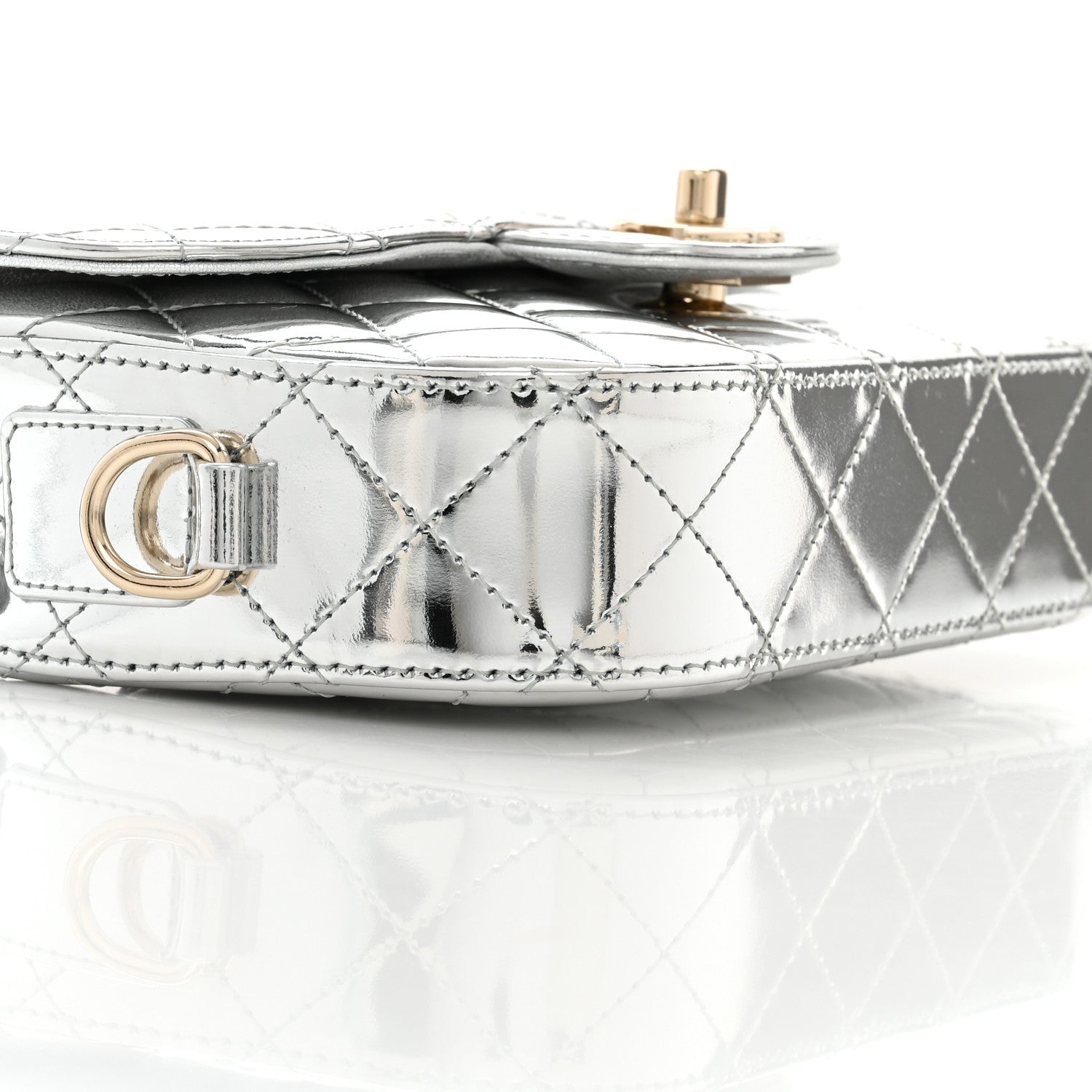 Chanel Mirror Calfskin Metallic Calfskin Quilted Hollywood Boulevard Mini Flap With Star Coin Purse Silver 10 of 12