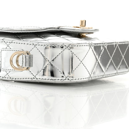 Chanel Mirror Calfskin Metallic Calfskin Quilted Hollywood Boulevard Mini Flap With Star Coin Purse Silver 10 of 12