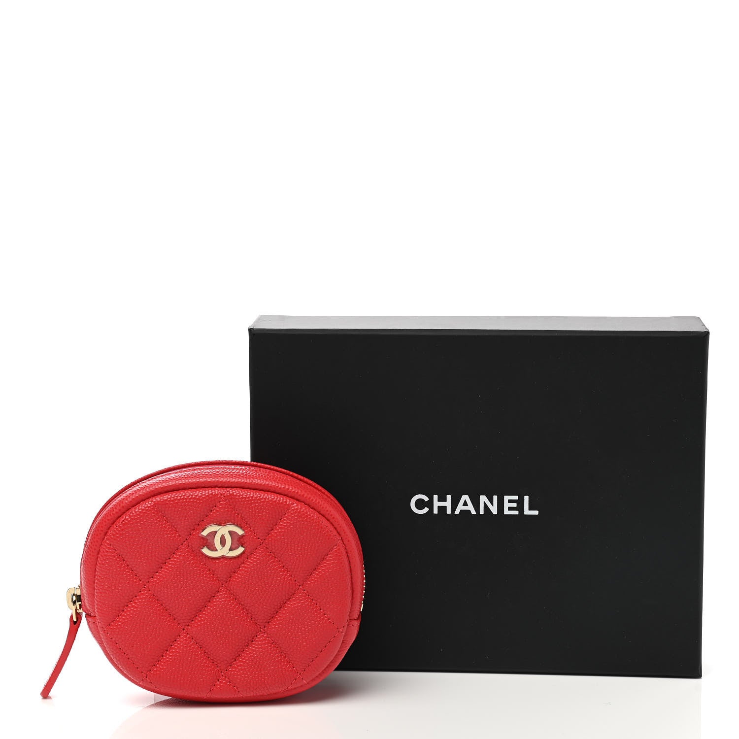 Chanel Caviar Quilted Zip Around Classic Coin Purse Red 8 of 8