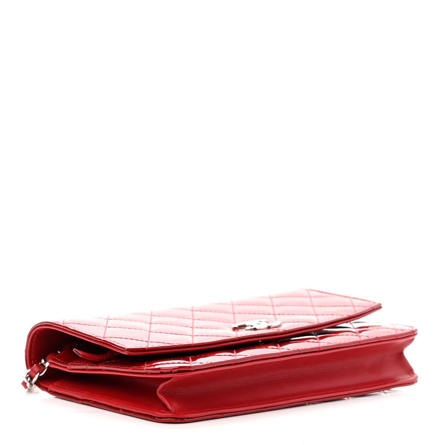 Chanel Patent Quilted Brilliant Wallet On Chain WOC Red 3 of 10