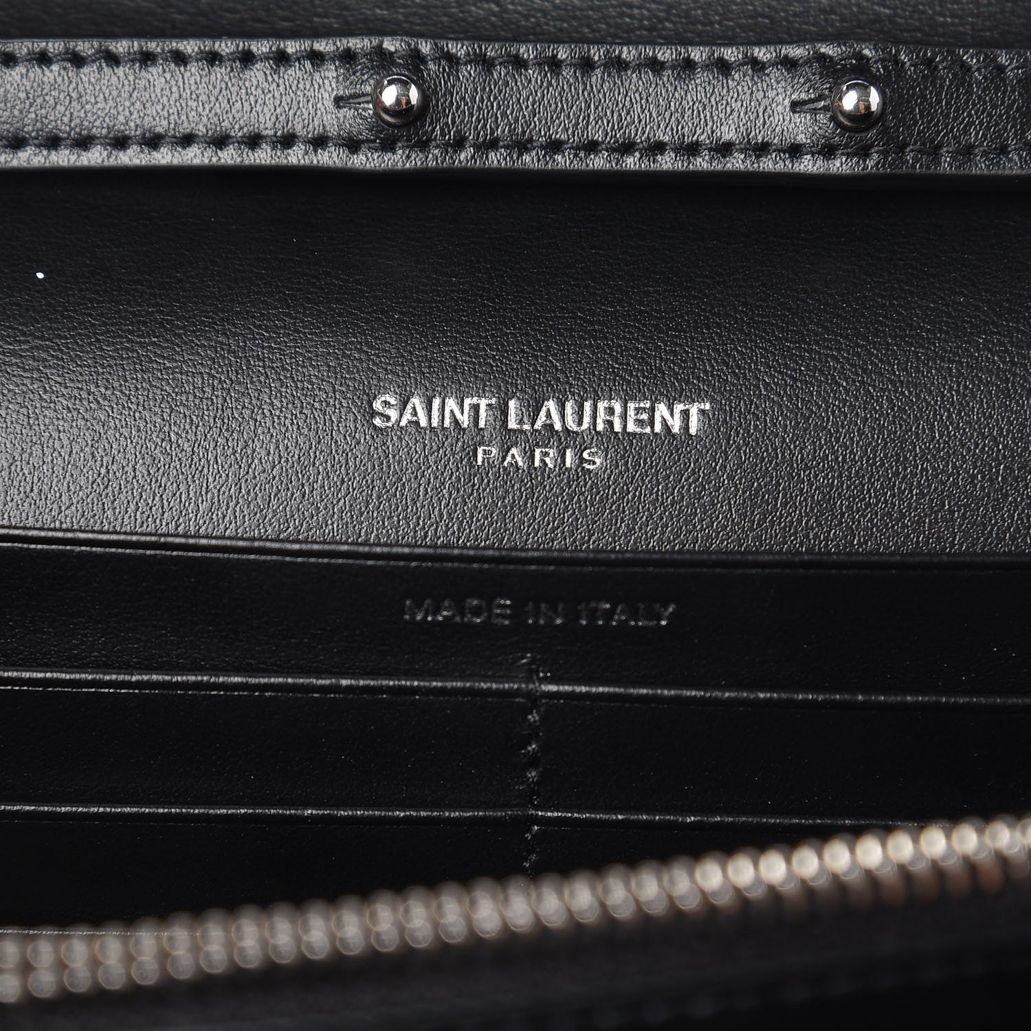 Saint Laurent Metallic Sparkle Fabric Monogram Chain Wallet Charcoal 6 of 7