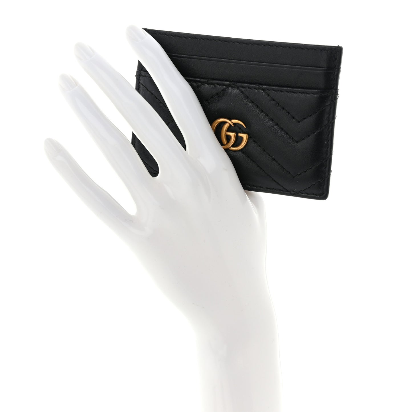 Calfskin Matelasse GG Marmont Card Holder Black