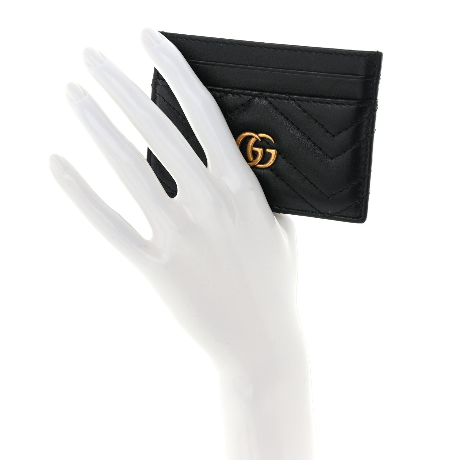 Gucci Calfskin Matelasse GG Marmont Card Holder Black 2 of 8