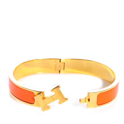 Hermes Narrow Enamel Clic Clac H Bracelet PM Orange 3 of 5