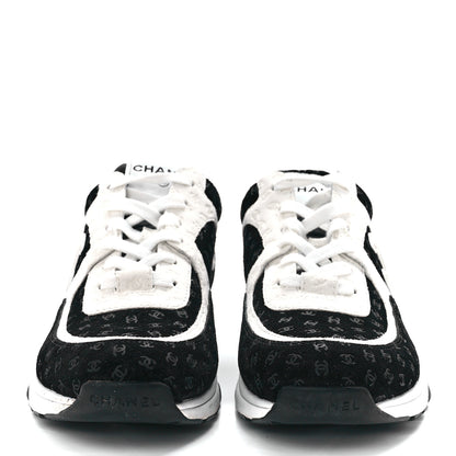 Chanel Nylon Suede Calfskin Printed CC Sneakers 40 White Black 2 of 9