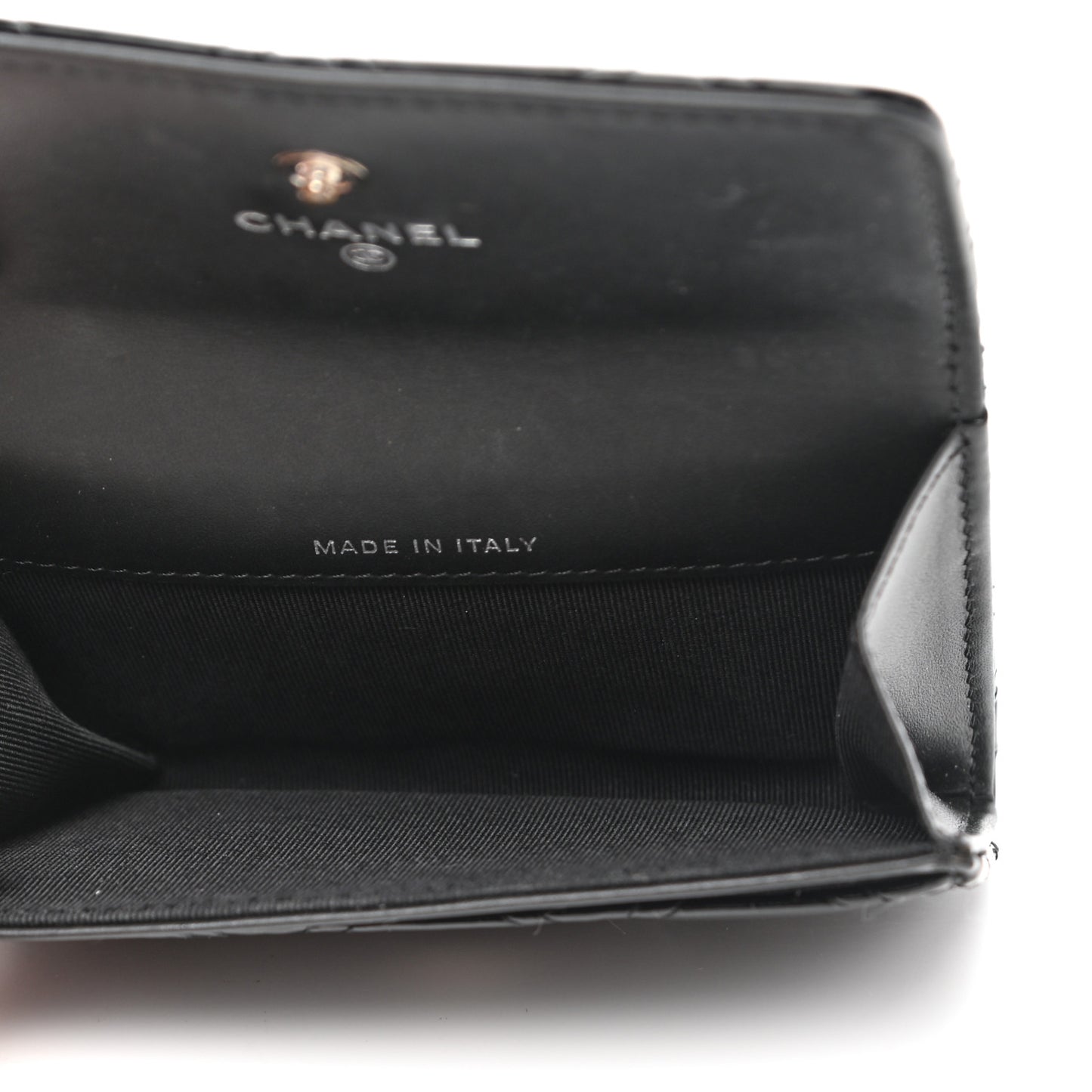 Patent Quilted Flap Card Holder Black