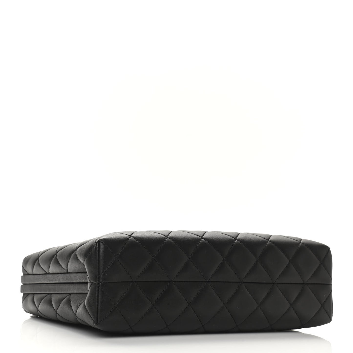 Lambskin Quilted Kisslock Minaudiere Black