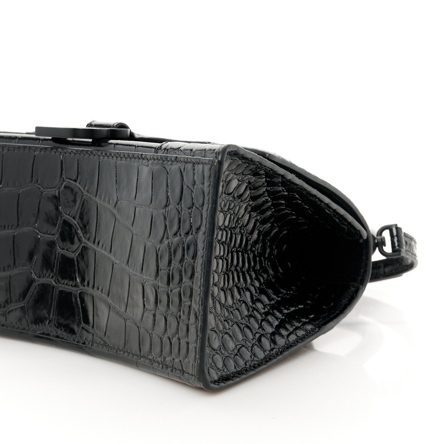 Balenciaga Shiny Calfskin Monochrome Crocodile Embossed Small Hourglass Top Handle Bag Black 10 of 10