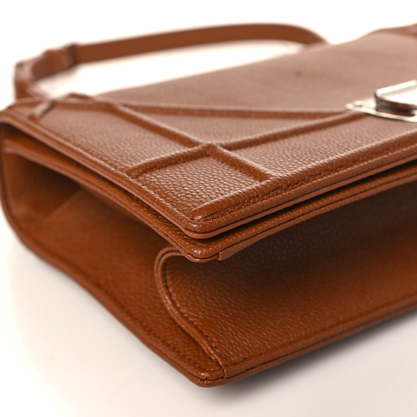 Grained Calfskin Medium Diorama Flap Bag Brown