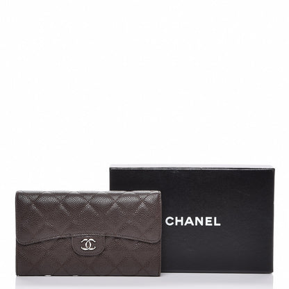 Chanel Caviar Quilted Large Flap Wallet Dark Brown 8 of 8