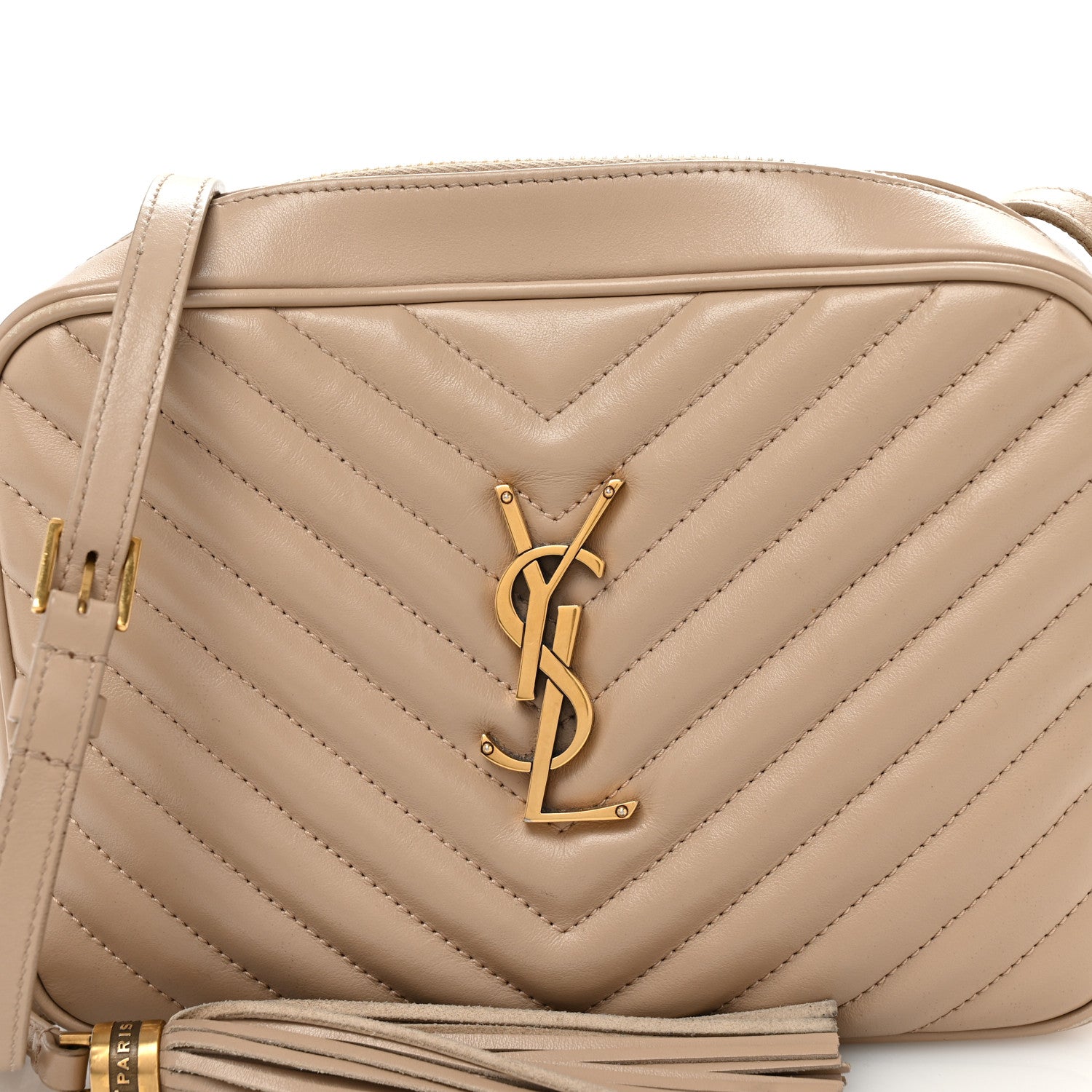 Saint Laurent Calfskin Matelasse Monogram Lou Camera Bag Dark Beige 8 of 13