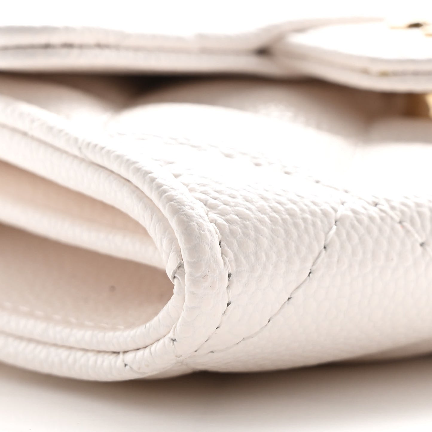 Caviar Quilted Flap Card Holder On Chain White