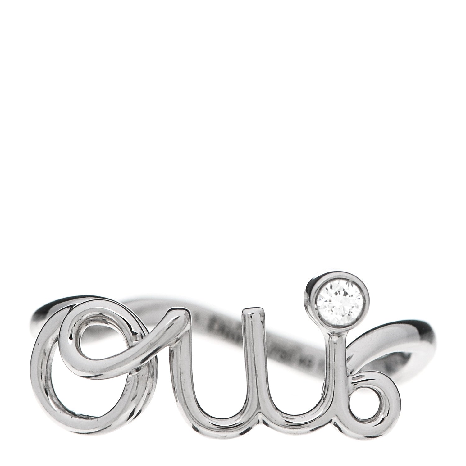 Christian Dior 18K White Gold Diamond Oui Ring 49 4.75 1 of 5