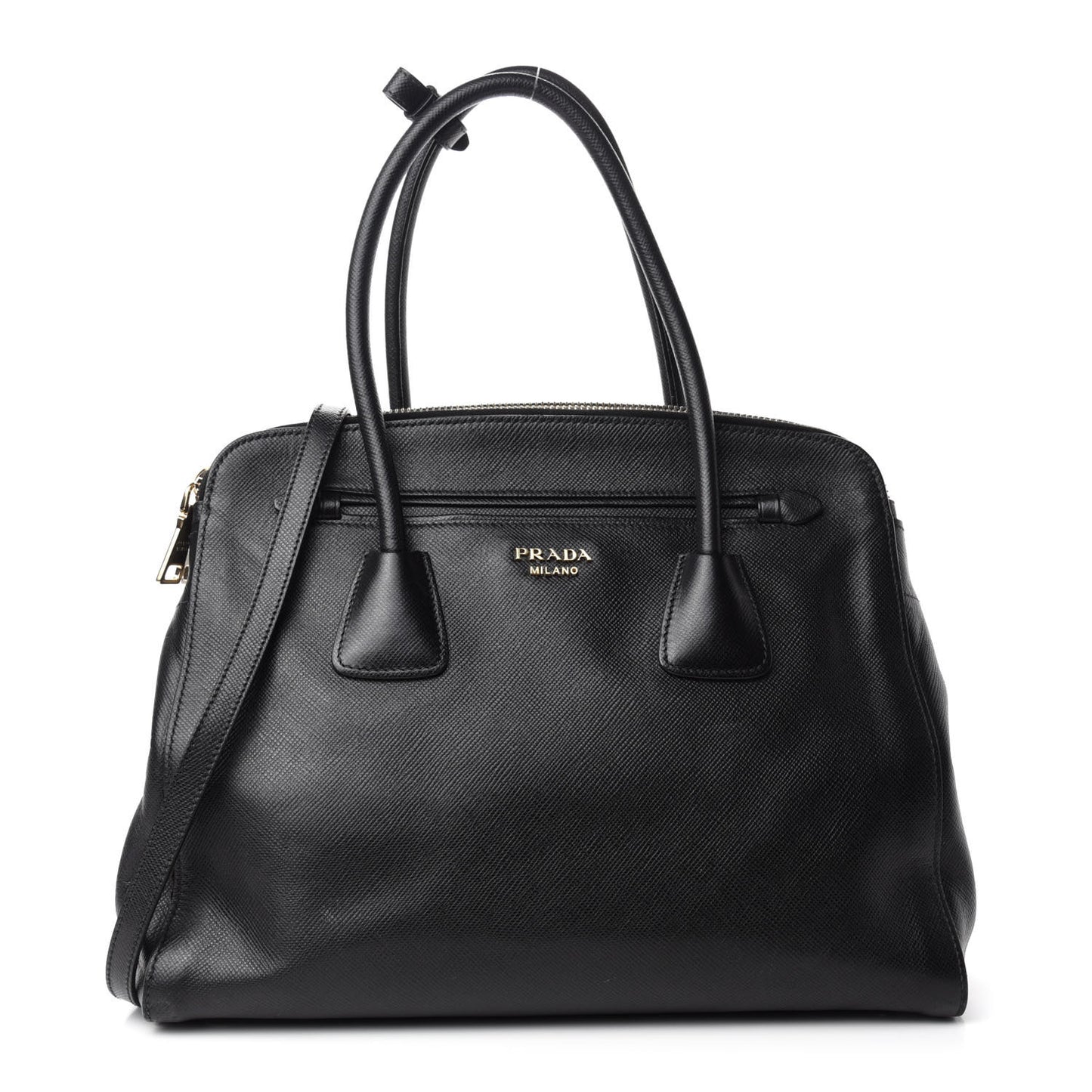 Saffiano Cuir Large Top Handle Satchel Black
