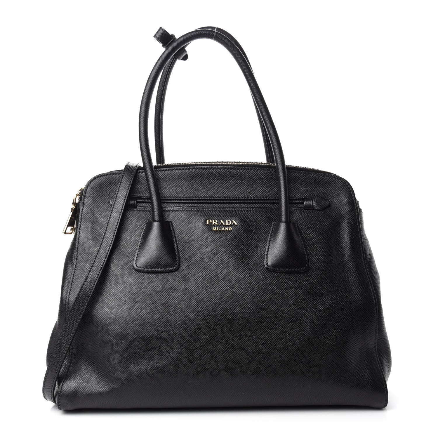 Prada Saffiano Cuir Large Top Handle Satchel Black 1 of 14