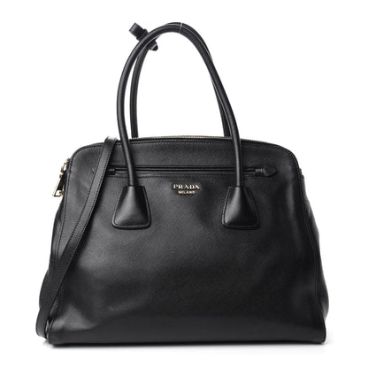 Prada Saffiano Cuir Large Top Handle Satchel Black 1 of 14