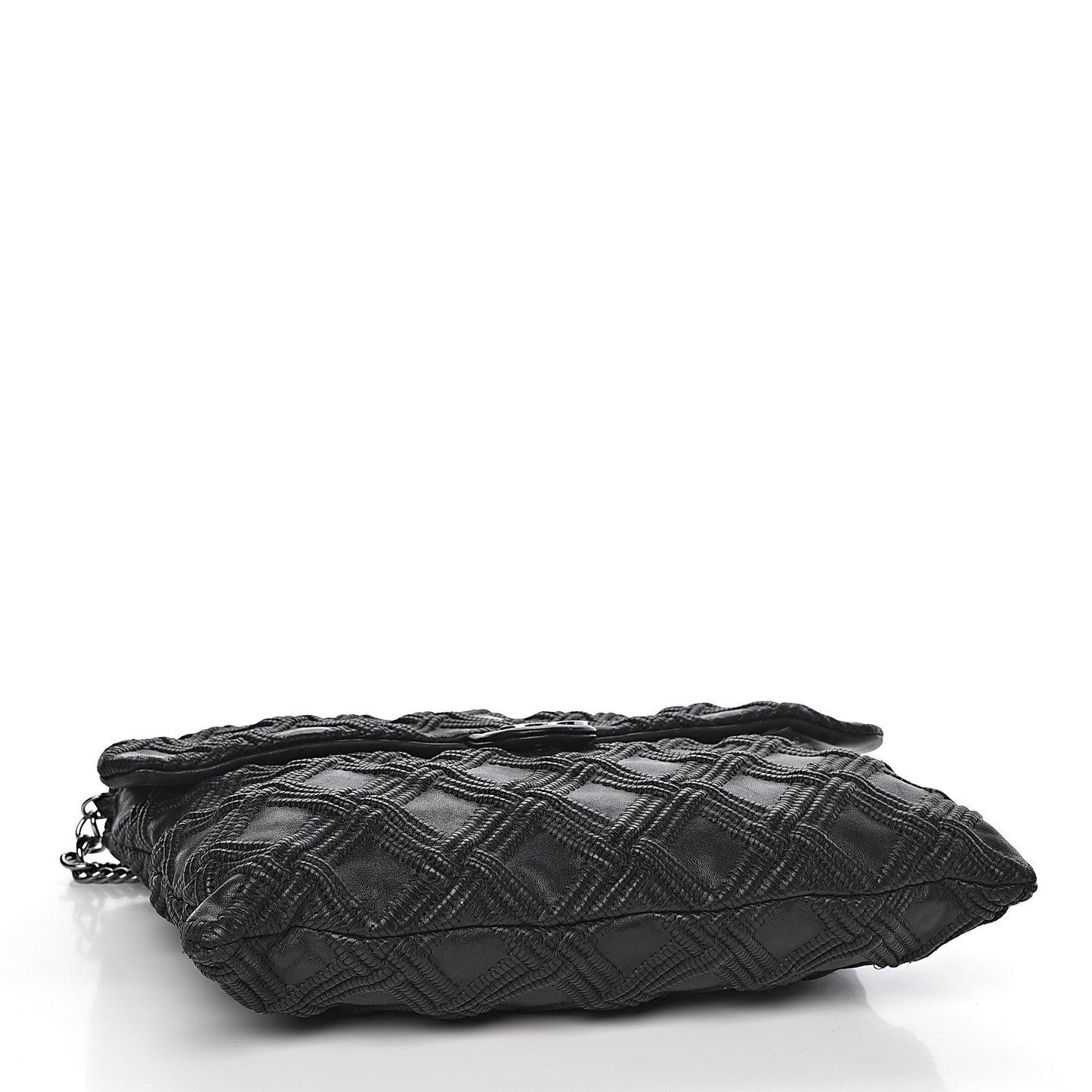 Lambskin Stitched Large Walk Of Fame Flap Black