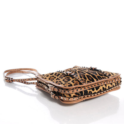 Valentino Garavani Calf Hair Leopard Print Rockstud Shopper Tote Tan 4 of 8
