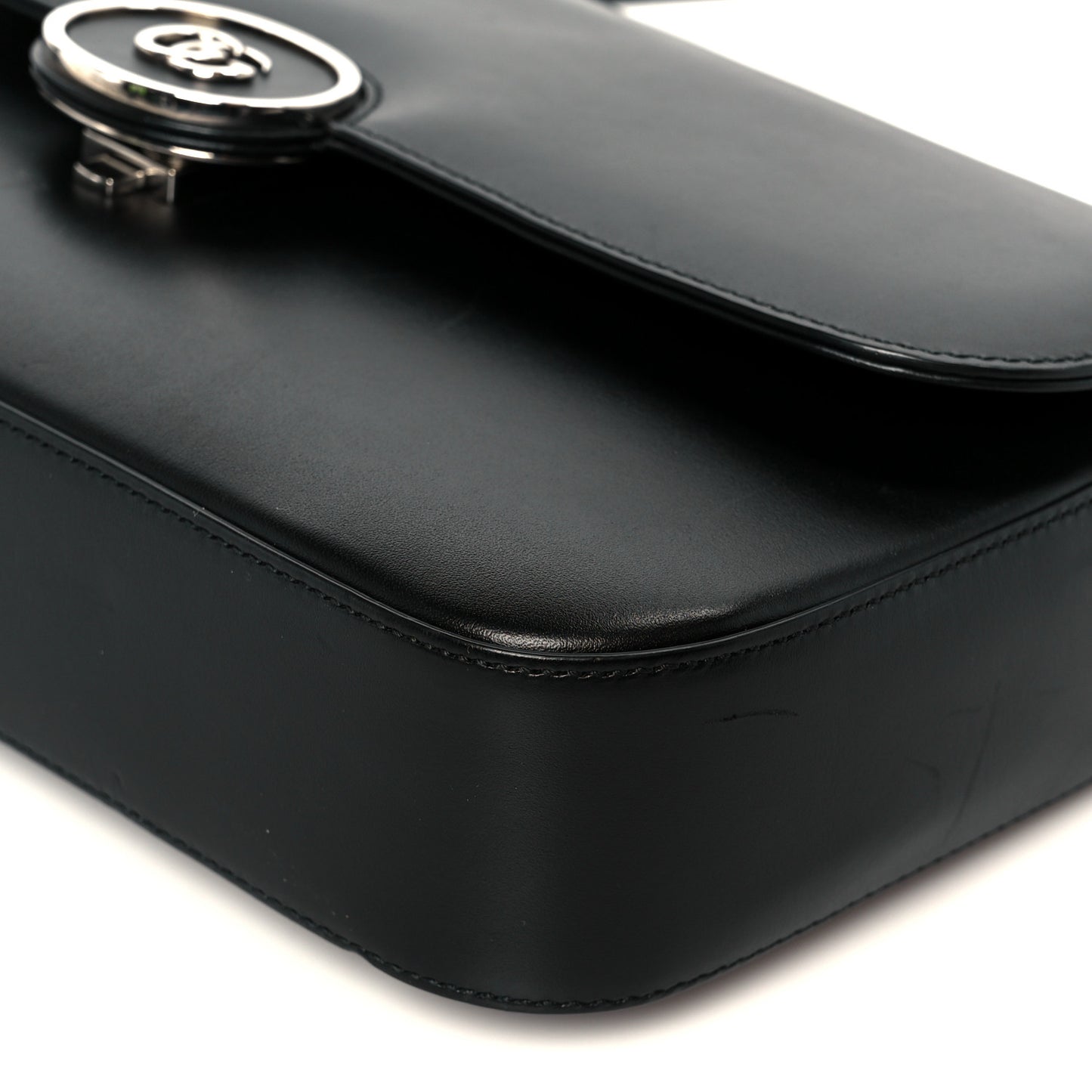 Senna Calfskin Petite GG Top Handle Shoulder Bag Black