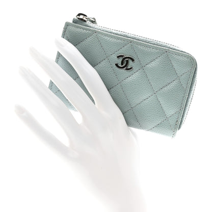 Chanel Caviar Quilted Zipped Key Holder Case Blue 2 of 7