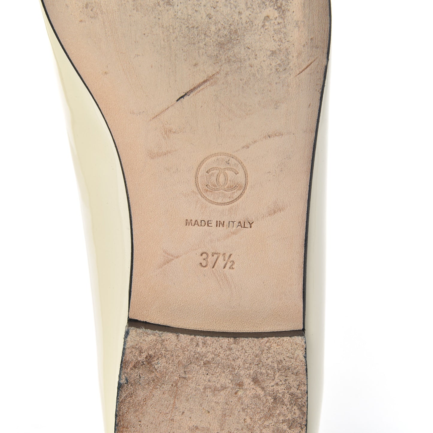 Patent CC Cap Toe Ballerina Flats 37.5 Beige Black