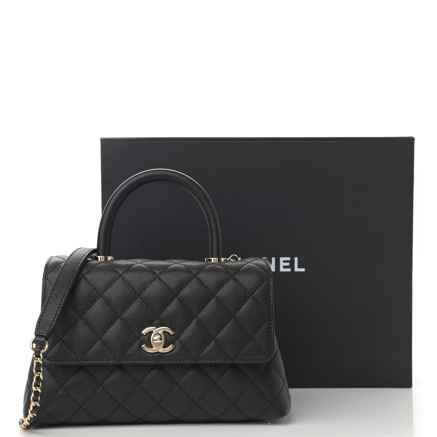 Caviar Quilted Mini Coco Handle Flap Black