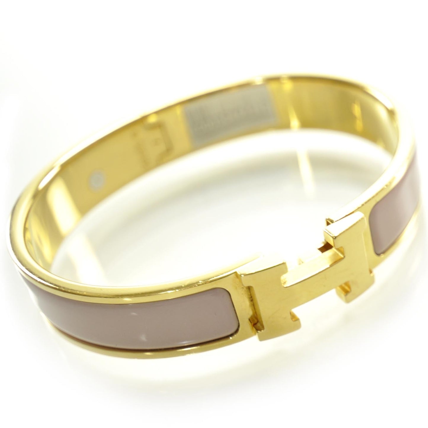Enamel Narrow Clic Clac H Bracelet Pink and Gold