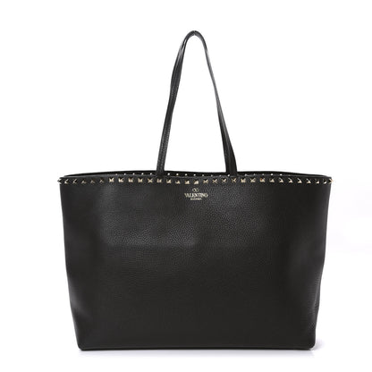 Valentino Garavani Grained Calfskin Rockstud Shoulder Tote Black 1 of 9