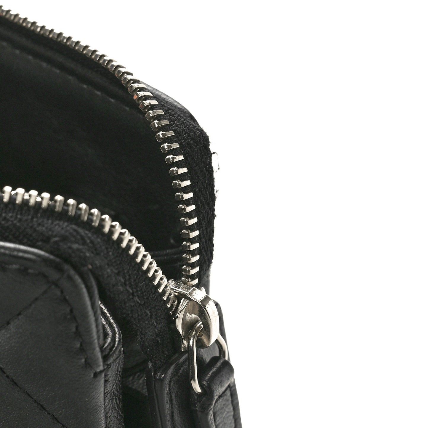 Lambskin Quilted Large Zipped Clutch Black
