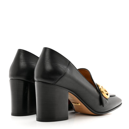 Gucci Calfskin Web Peyton Loafer Pumps 37.5 Black 4 of 8