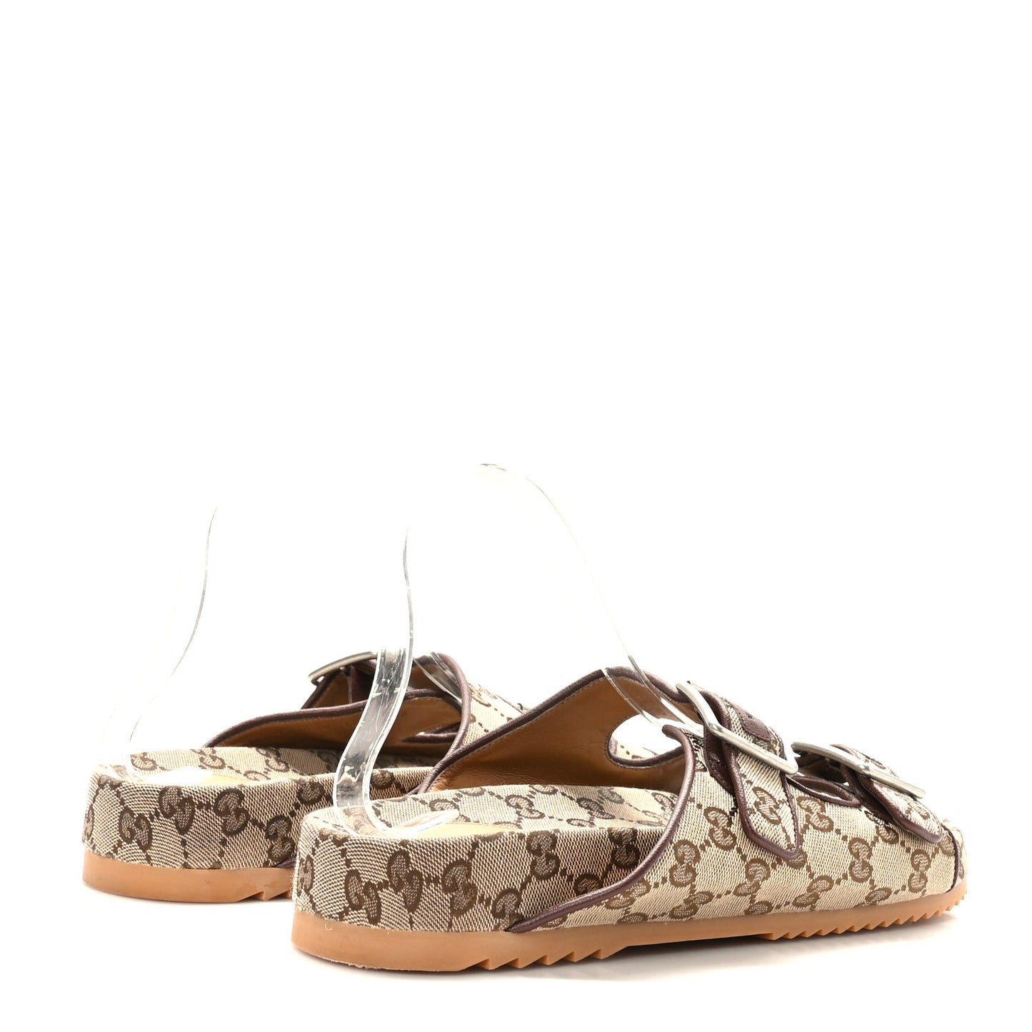 GG Monogram Lavaredo Eco Fabric Mens Slide Sandals With Straps 10 Beige Ebony Light Brown