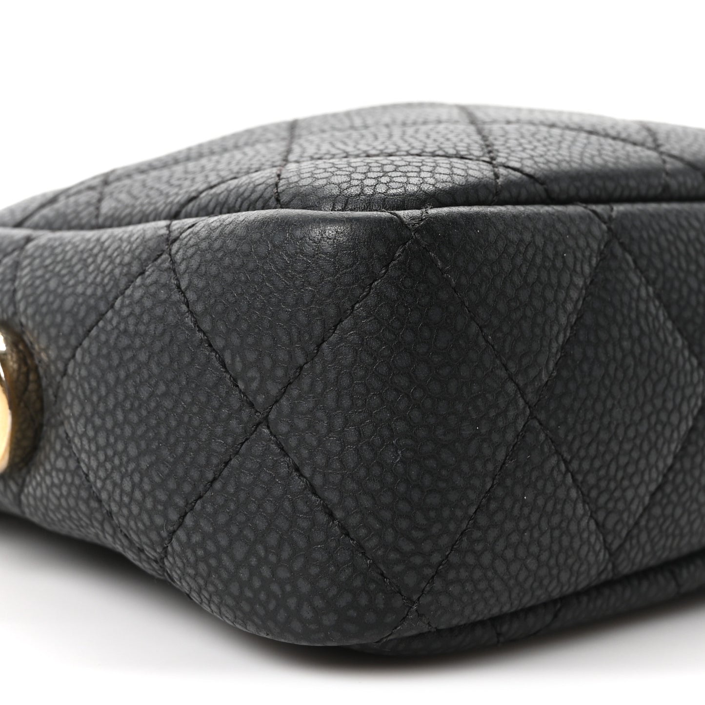 Iridescent Caviar Quilted Mini Coco Tassel Camera Case Black Black