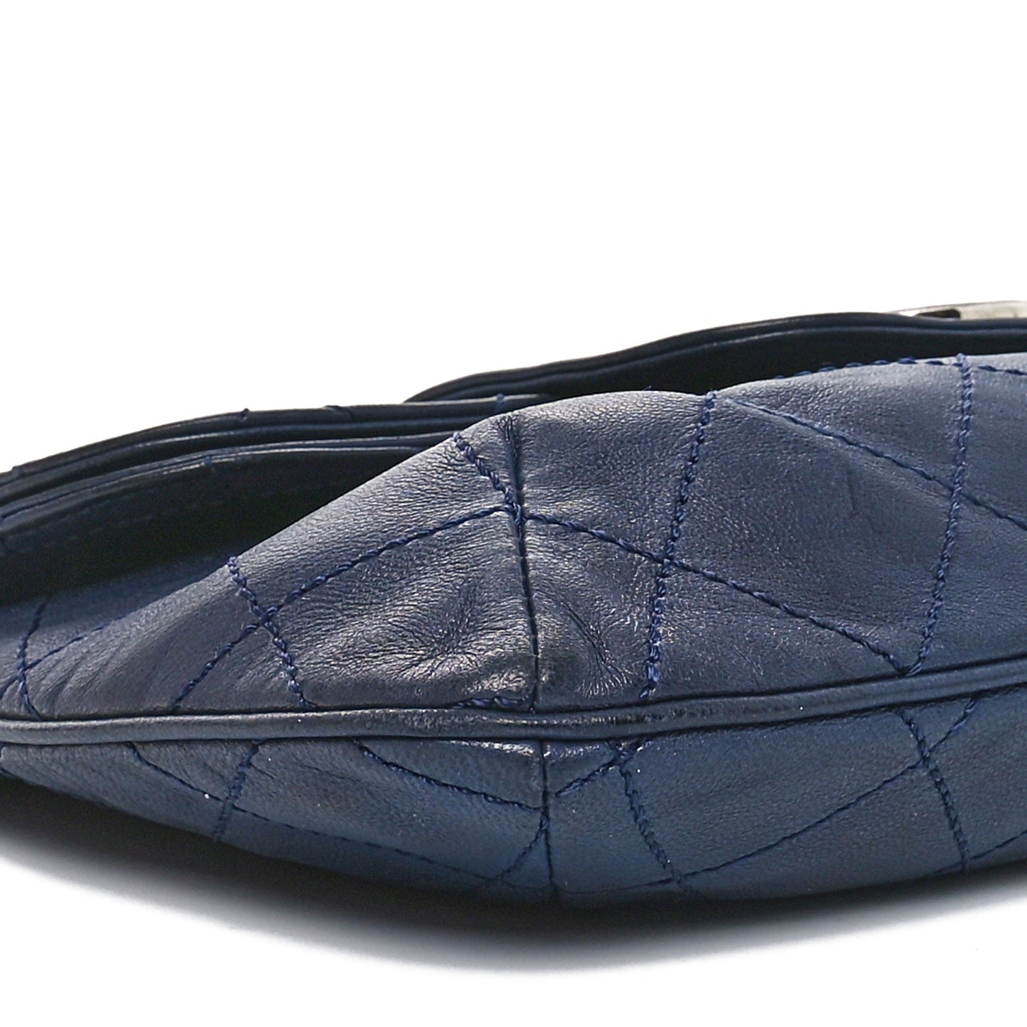 Lambskin Diamond Stitch Convertible Clutch Navy