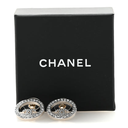 Chanel Crystal CC Round Earrings Silver 5 of 5