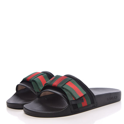 Gucci Satin Web Bow Slide Sandals 40 Black 3 of 10