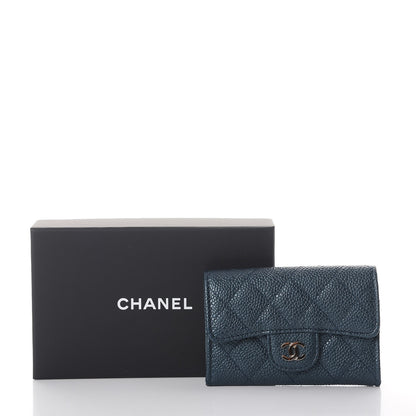 Chanel Metallic Caviar Quilted Flap Card Holder Dark Blue 9 of 9