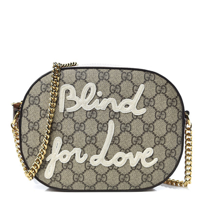 Gucci GG Supreme Monogram Blind For Love Embroidered Mini Chain Shoulder Bag Beige Tuscany 1 of 11