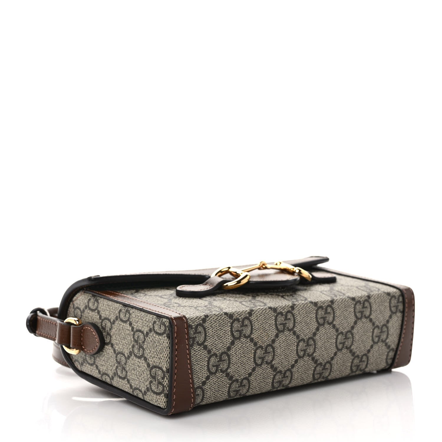 Gucci GG Supreme Monogram Mini Horsebit 1955 Shoulder Bag Beige Brown Sugar 3 of 9