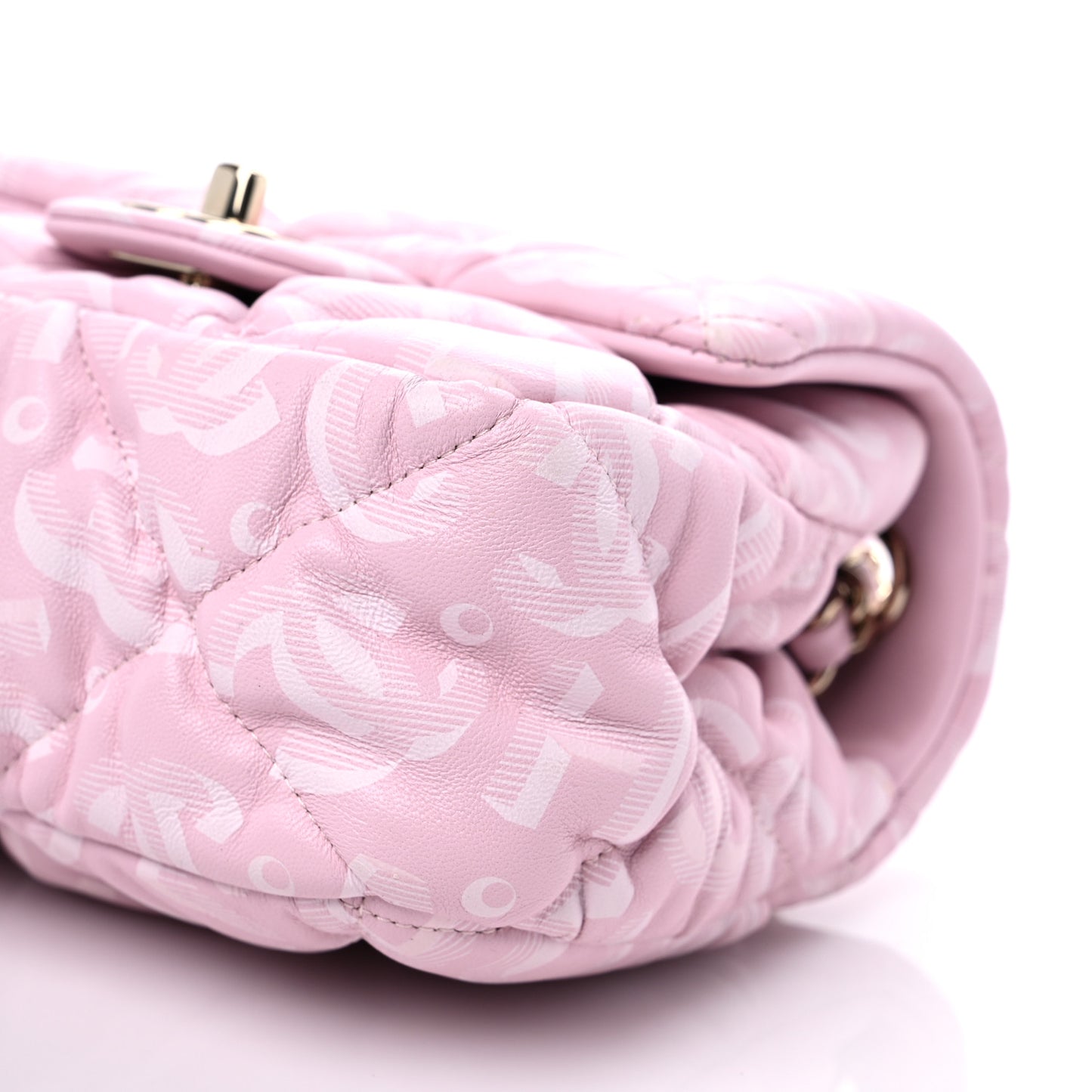 Printed Lambskin Quilted CC Mini Flap Pink