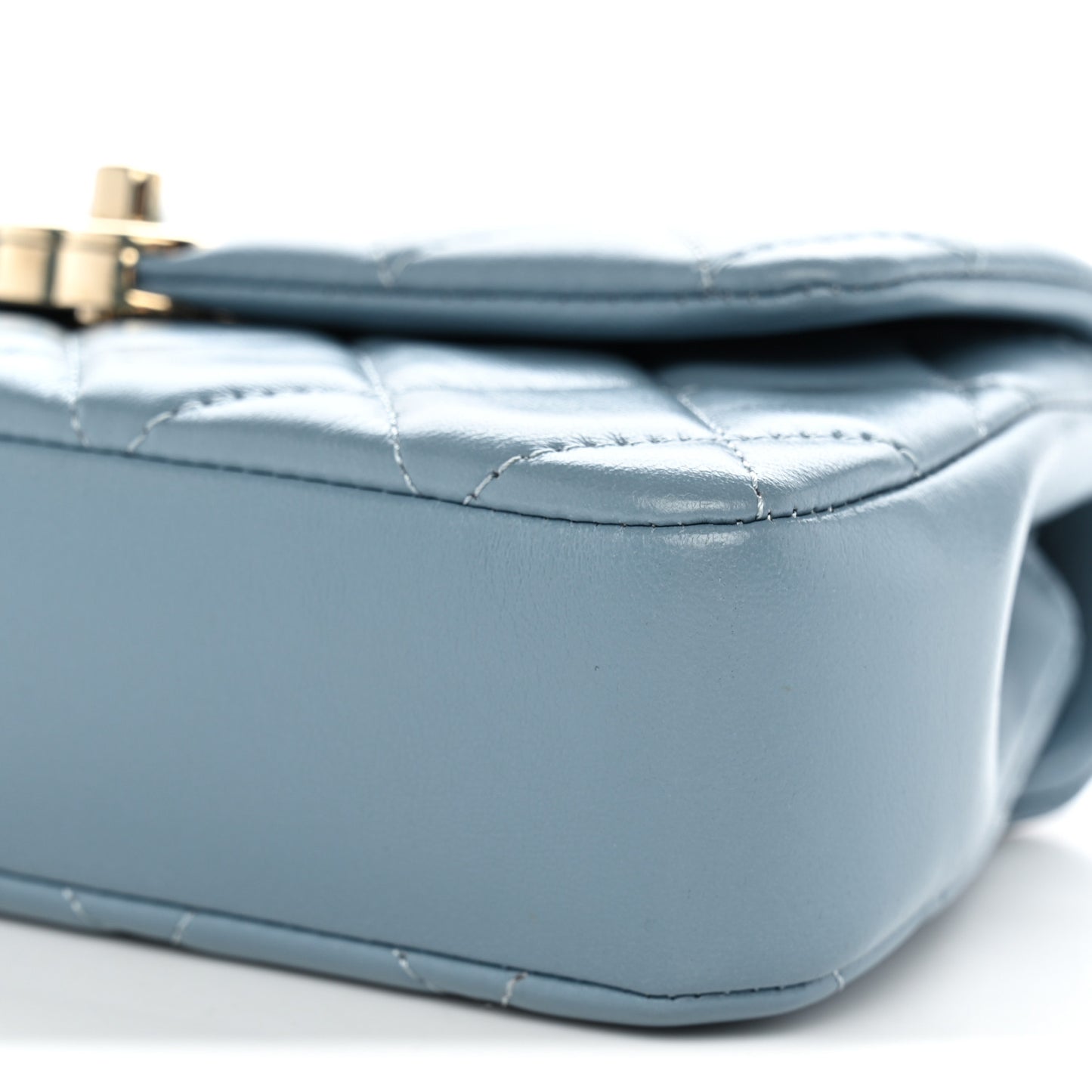 Lambskin Quilted Rectangular Phone Holder Clutch With Chain Dark Blue