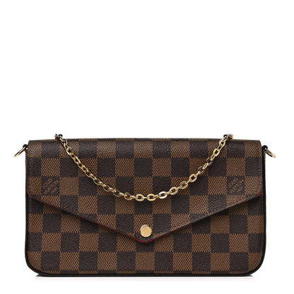Louis Vuitton Damier Ebene Pochette Felicie Chain Wallet 1 of 10