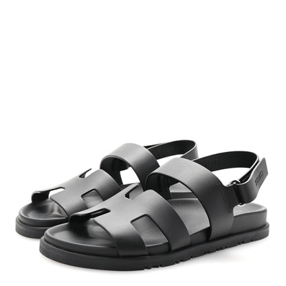 Hermes Calfskin Womens Genius Sandals 38.5 Black 4 of 10