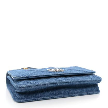 Chanel Denim Quilted Chanel 19 Wallet On Chain WOC Blue 4 of 11